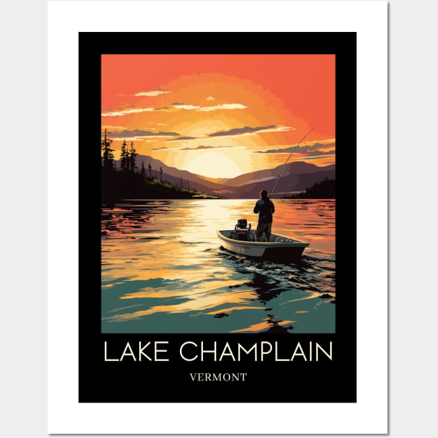 A Pop Art Travel Print of Lake Champlain - Vermont - US Wall Art by Studio Red Koala